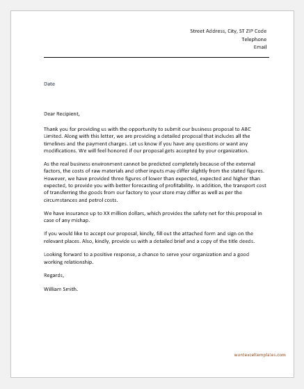 Project Proposal Letter Template For Word Download Letter