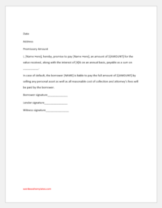 Promissory Note for Personal Loan | Download Templates