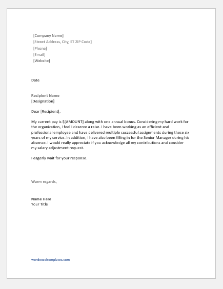 Salary Adjustment Letter Templates Word Excel Templates