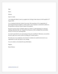 Warning Letter to Doctor for not Coming in Clean Shaven | Word & Excel ...