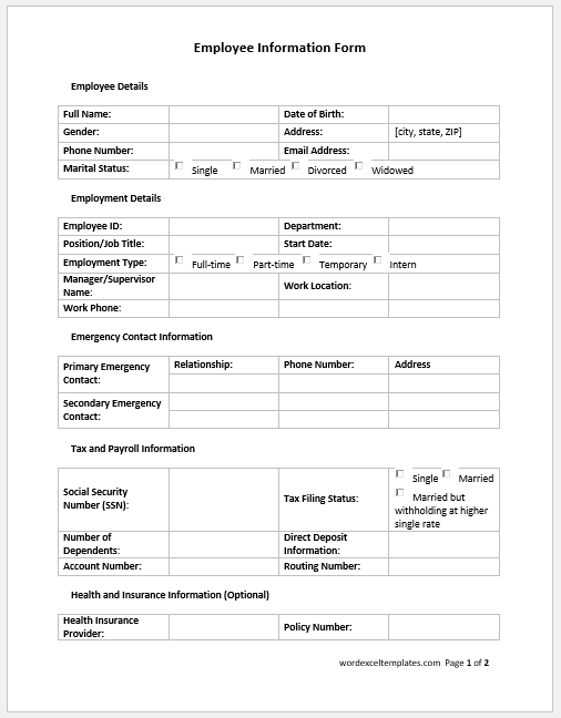 Employee Information Form