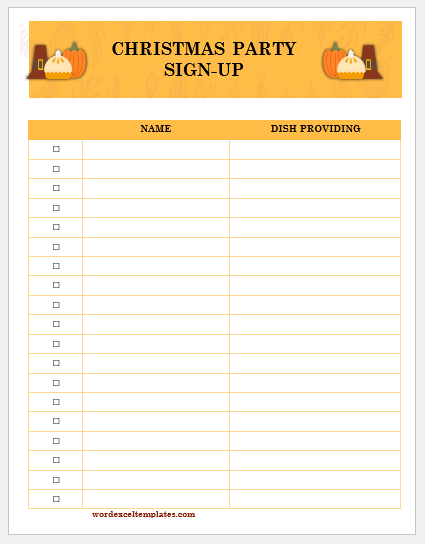 Free Christmas Party Sign Up Sheet Printable
