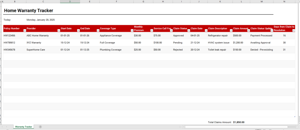 Home Warranty Tracker