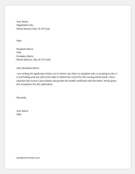 Writing Excuse Letter for Absence | Word & Excel Templates