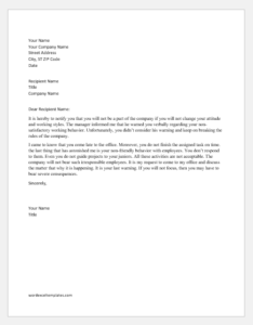 Warning Letter to an Employee for not Complying | Download