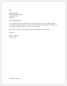 Absence Excuse Letters for Work and School | Download