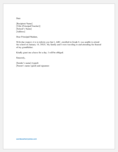 Absence Excuse Letters for Work and School | Download