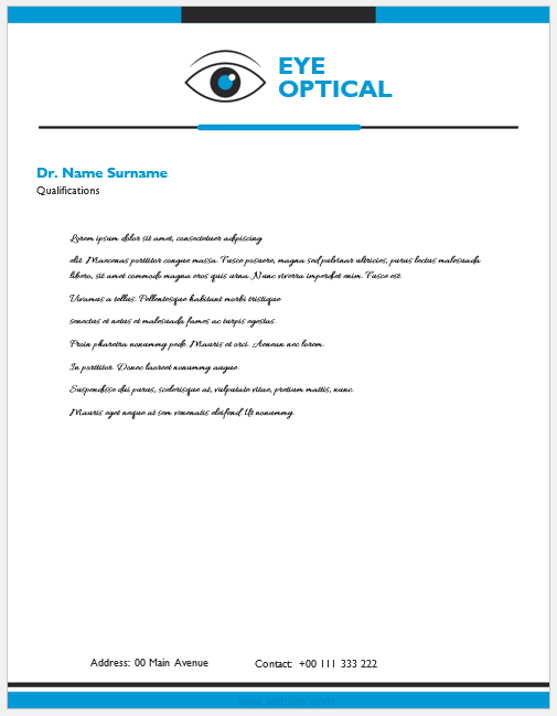 Optical store letterhead template