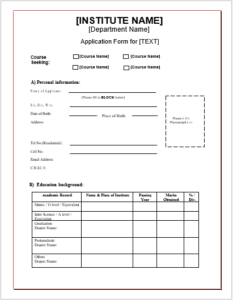 Coaching Classes Admission Form Template | Word & Excel Templates