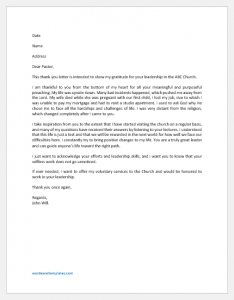 Thank You Letter to Pastor for his Leadership | Download