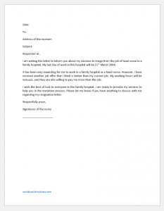 Nurse Resignation Letter for Another Job Offer | Download