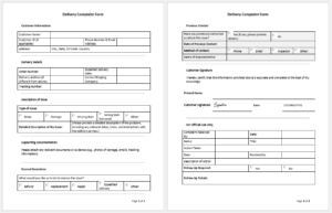 Delivery Complaint Form