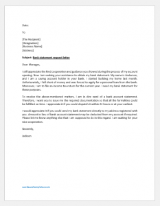 Bank Statement Request Letter Template | Download Edit Copy