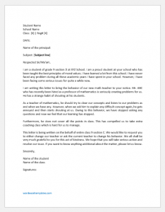 complaint letter against misbehaviour of teacher