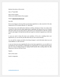 Sales Executive Appointment Letter Template | Download FREE