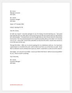 Letter to Boss to Clear Misunderstanding | Download & Print