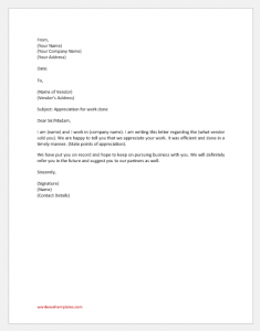 Satisfactory Performance Letter to Vendor | Download & Edit