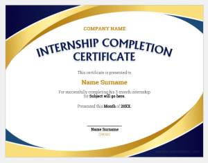 Internship Completion Certificates for Word | Download Free