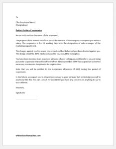 Suspension Letter to Employee for Indiscipline | Download