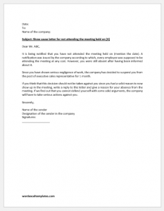 Show Cause Letter for not Attending Meeting | Download