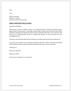 Project Authorization Letter Template 