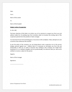 Letter of Suspension from Work | Word & Excel Templates