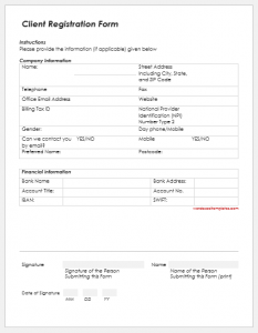 Client Registration Form Template Download For Word