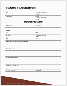 Customer Information Form Templates | Download for Word