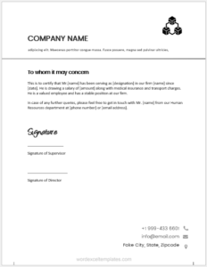 Employment Certificate Template 3 232x300 