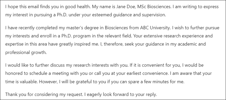 email supervisor for phd