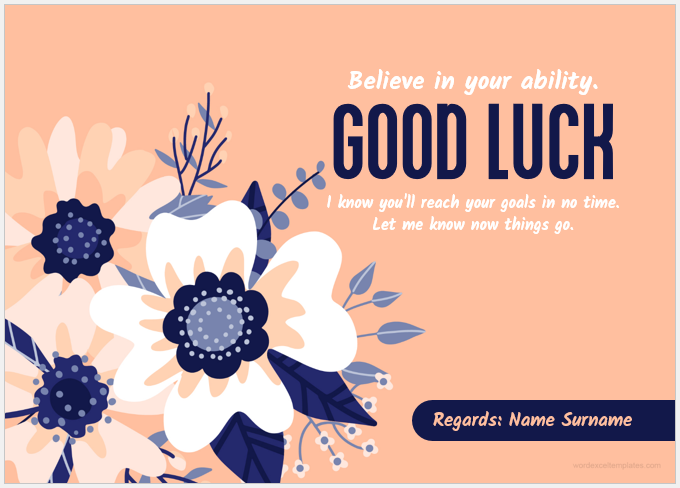 Editable Good Luck Card Templates for Word | Download