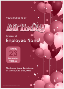 Employee Birthday Announcement Card Templates for MS Word