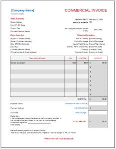 Commercial Invoice Template