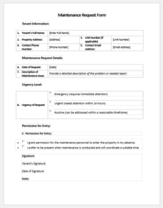 Maintenance Request Form