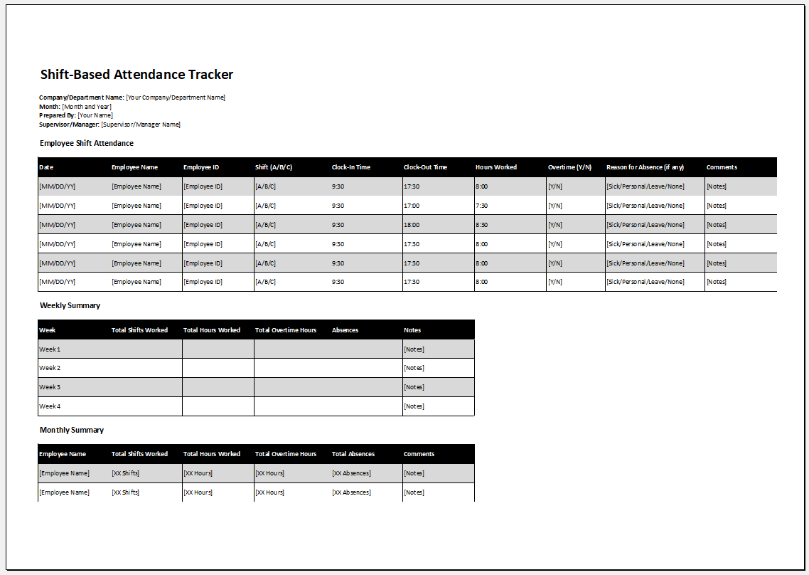 Shift-Based Attendance Tracker