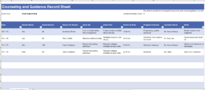 Counselling & Guidance Record Sheet Template | Download